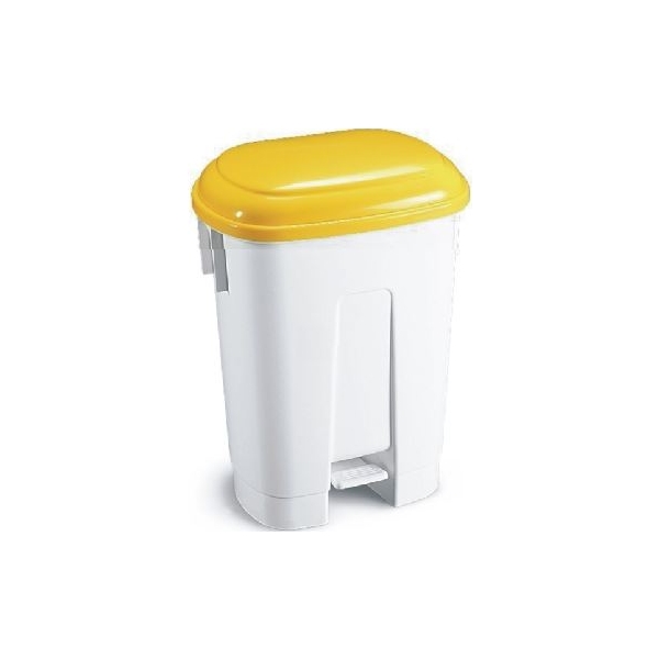 Kosz na śmieci plastikowy 60 l z pedałem kolor pokrywy żółty